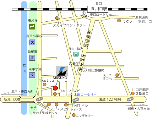 JR京浜東北線「川口駅」からの地図 